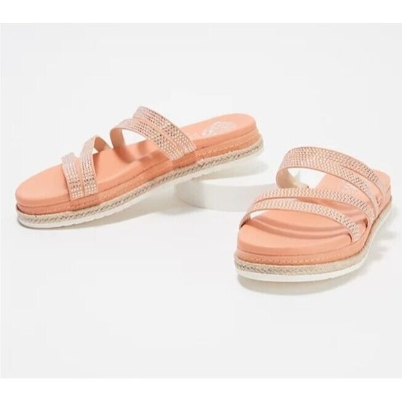 Vince Camuto Sandals Slide Women ~ US 9M Rallsan Strappy Coral Leather NEW - Picture 1 of 10